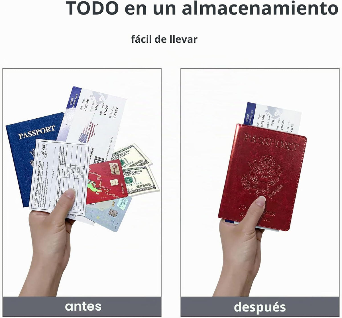 Funda para pasaporte con bloqueo RFID de piel, cartera con ranura p...
