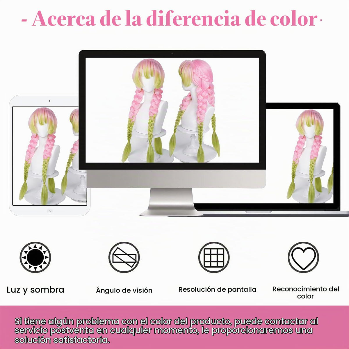 Max Beauty - Peluca de anime rosa y verde para Mitsuri Cosplay pelu...