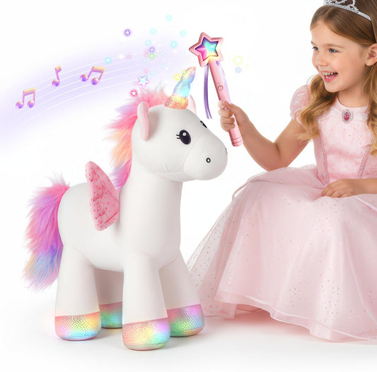 iPlay, iLearn Muñeco de peluche de unicornio mágico con control rem...