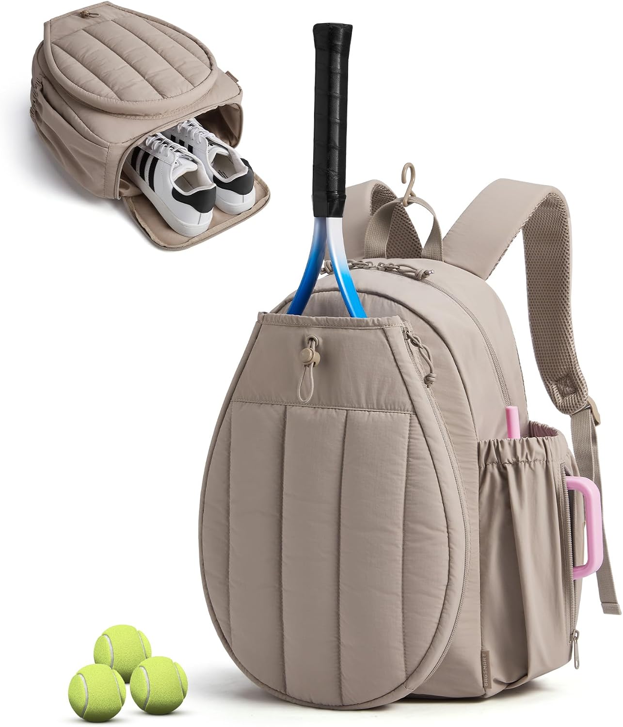 BAGSMART Bolsa de gimnasio de tenis para mujer, mochila acolchada p...