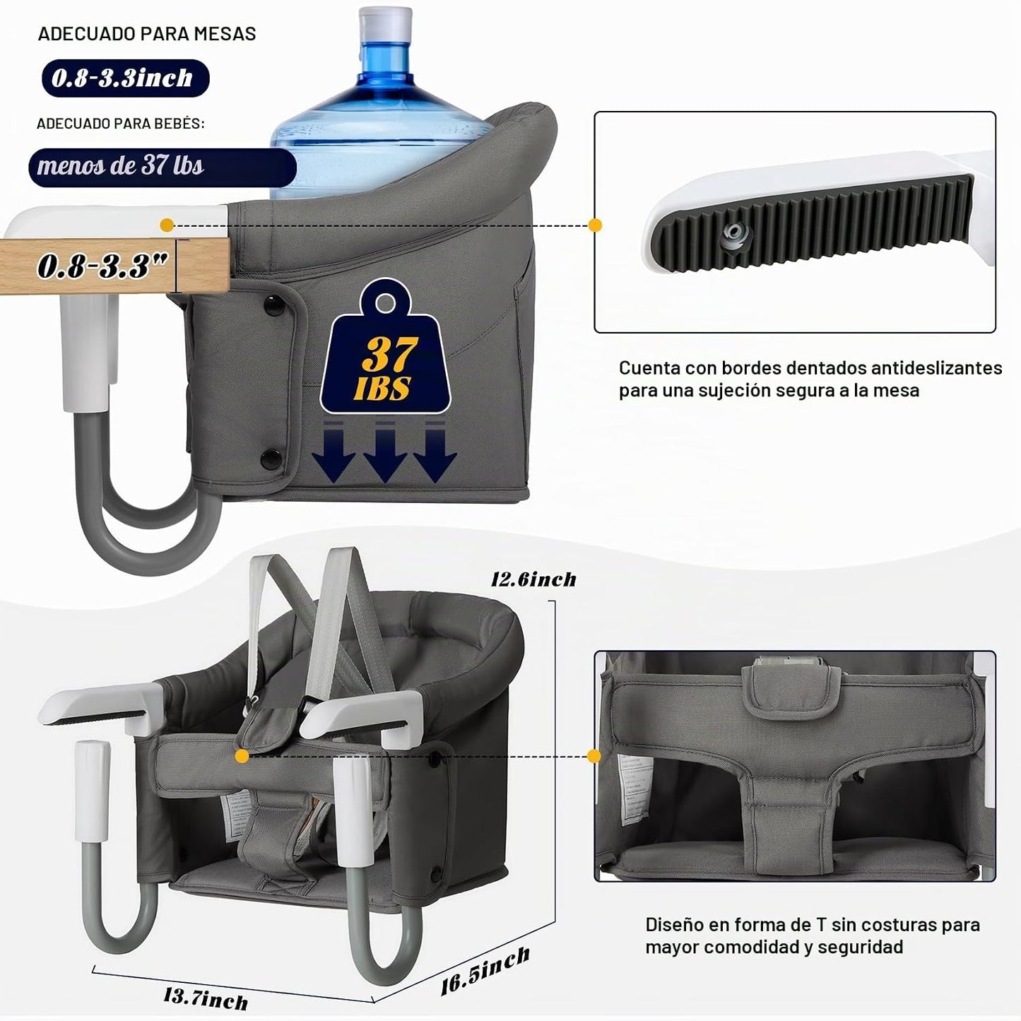 WeierDa Silla alta de gancho portátil y plegable para bebés de 6 a...