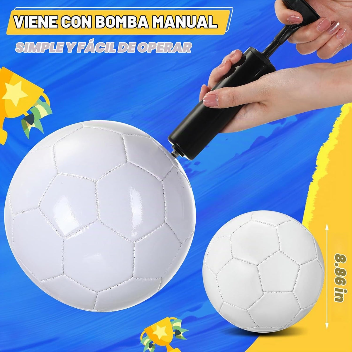 Jexine Balón de fútbol blanco blanco liso blanco donación caridad c...