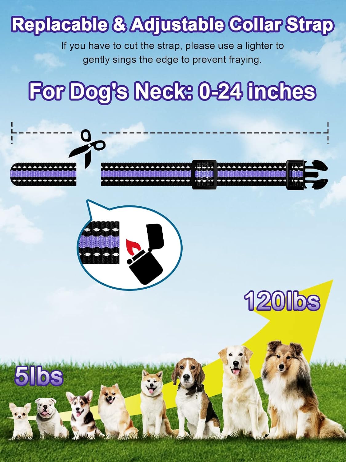 Bousnic Collar de choque para perros 2 perros (5-120Lbs) - Collar d...
