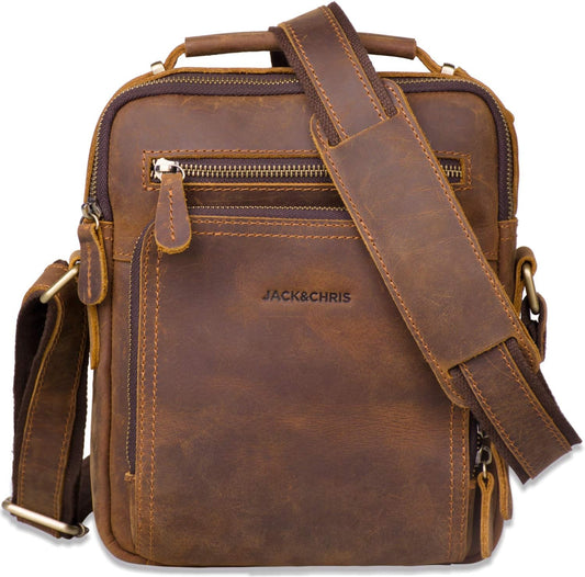 Jack&amp;Chris Bolso Mensajero de Cuero para Hombre, Bolso Bandoler...