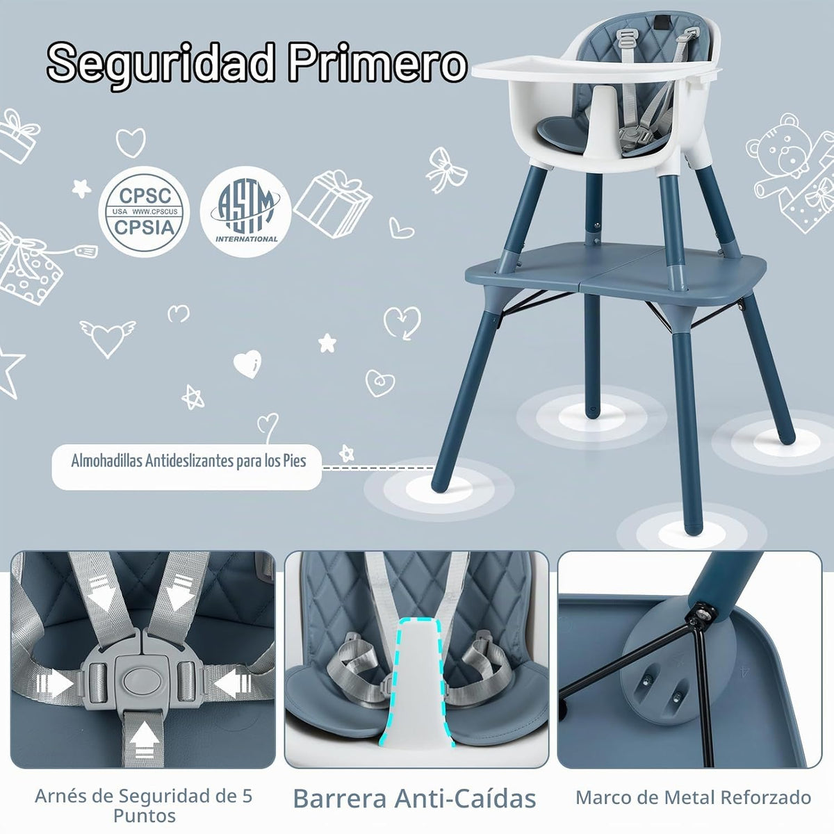 HONEY JOY - Silla alta 6 en 1, silla alta convertible para bebés y...