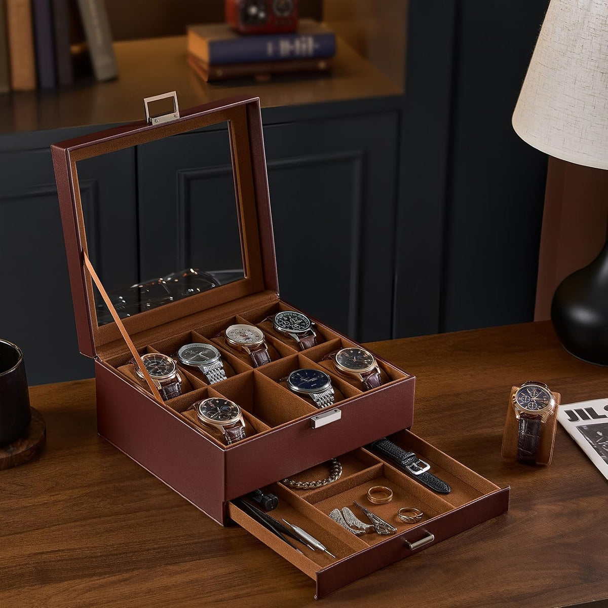 ProCase Estuche para reloj, organizador de caja de reloj con 8 ranu...