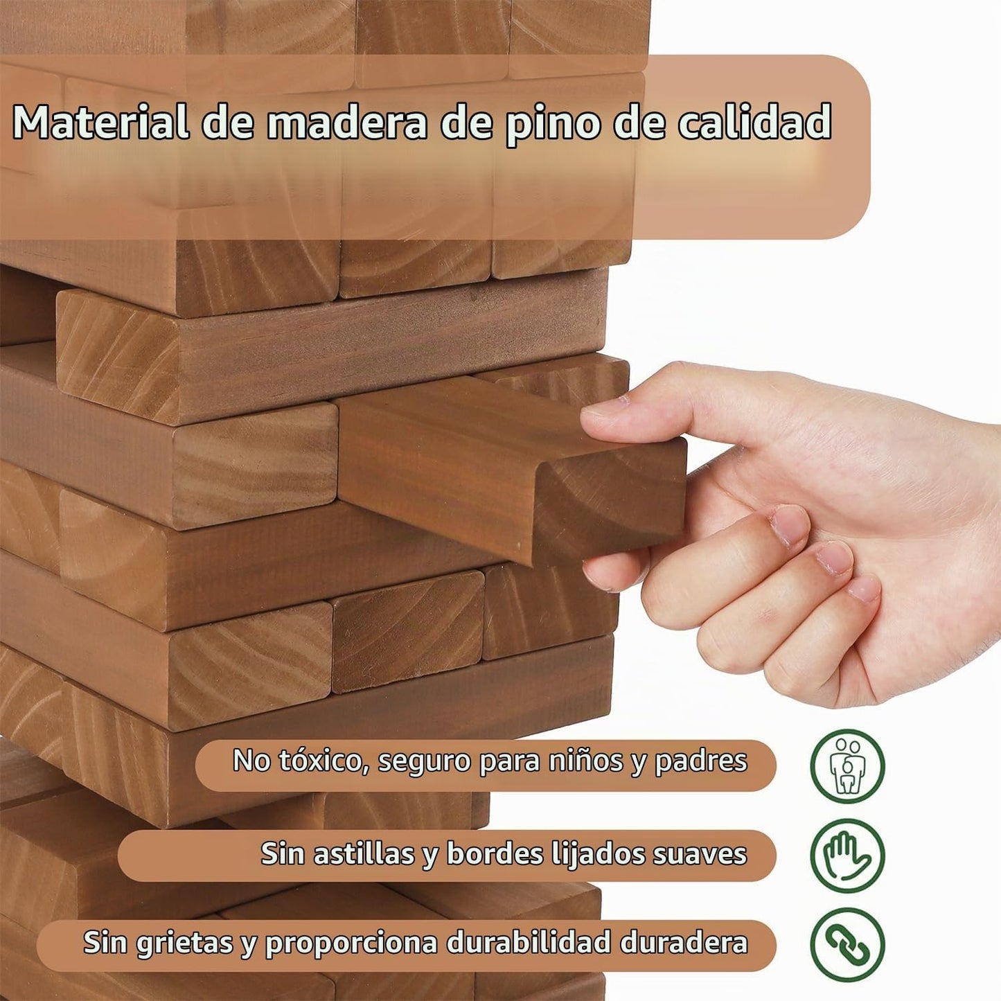 Juegoal Torre Gigante de Tumble de 54 Piezas Marrón para Adultos, N...