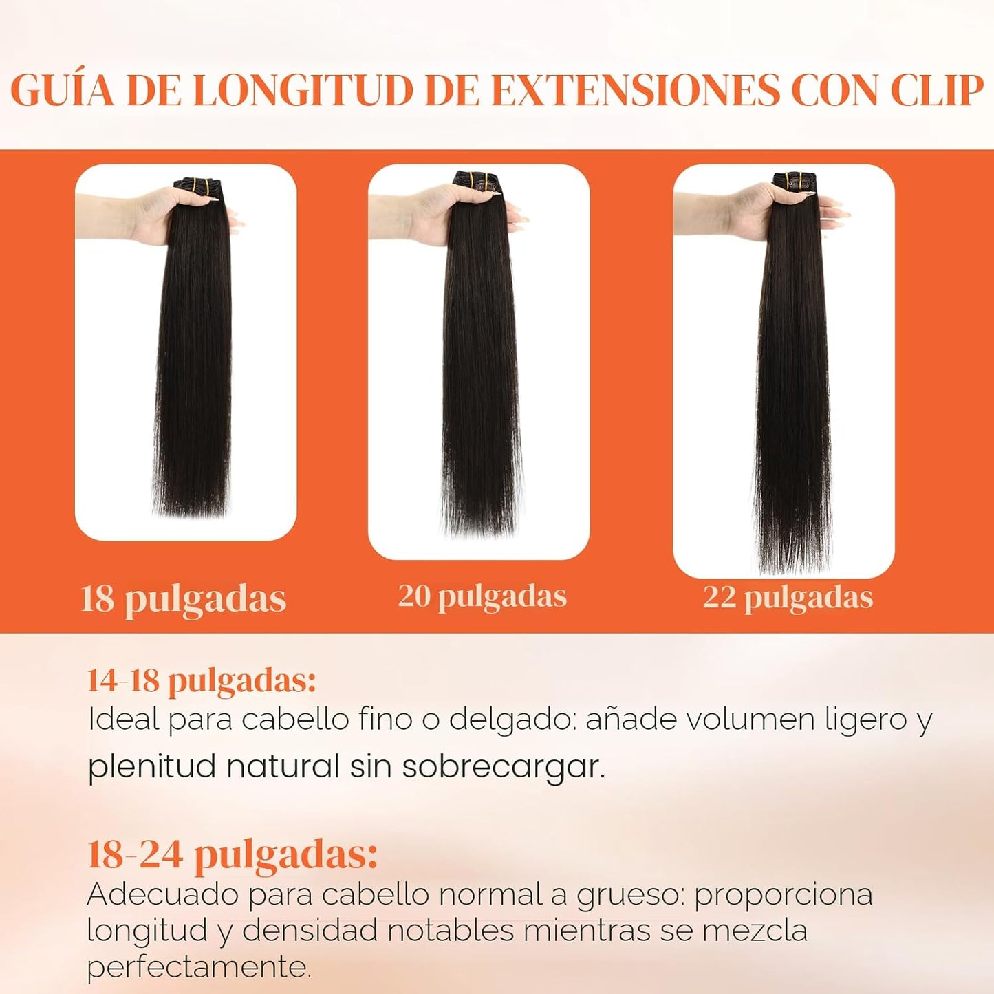Sunny Hair - Extensiones de clip de cabello humano largo, color neg...