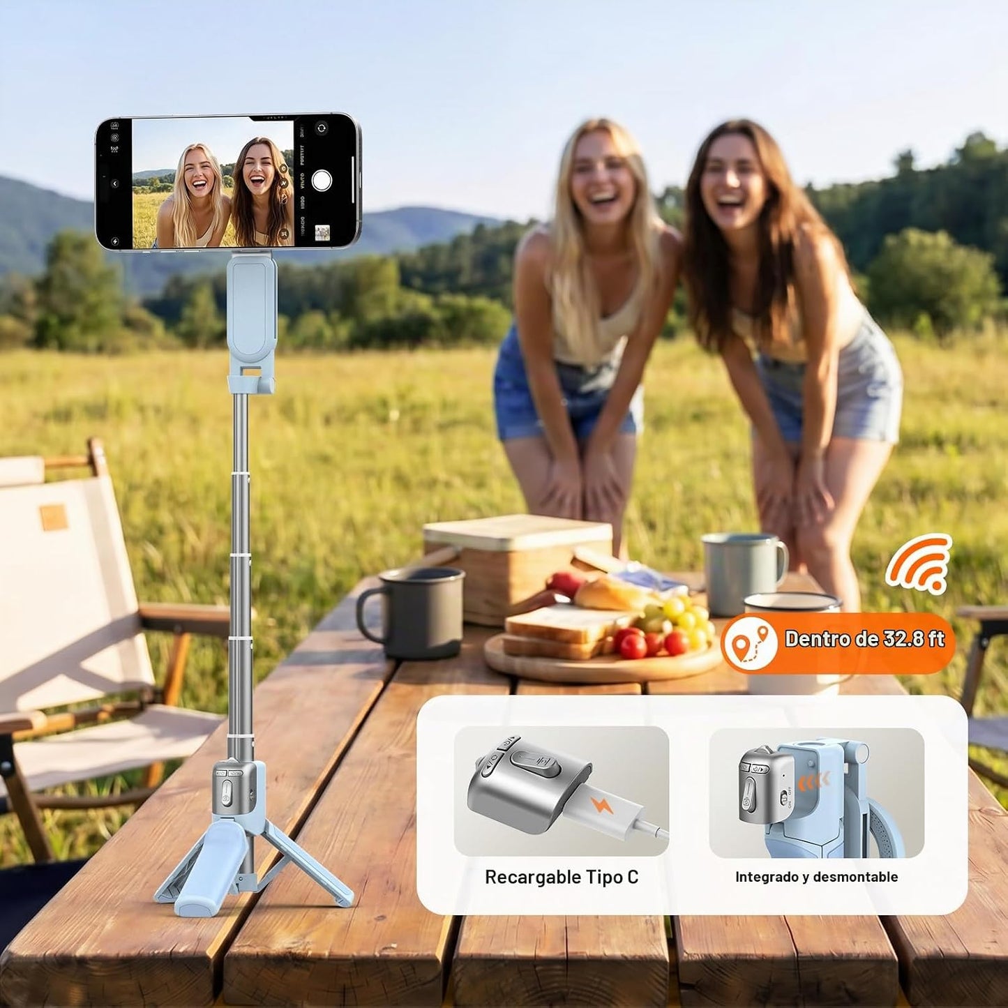 AMAZEAR Agarre para cámara de teléfono con trípode para selfie, acc...