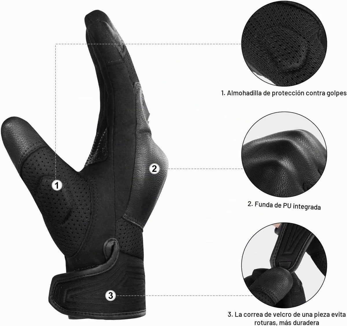 INBIKE Guantes de motocicleta para hombres y mujeres, costuras de c...