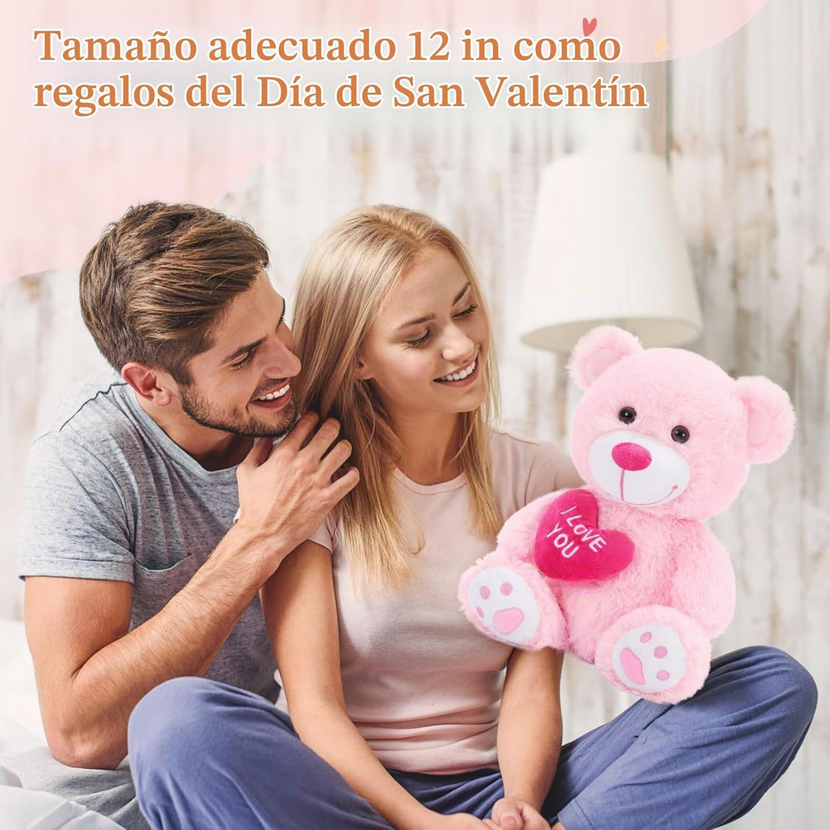 BENINY Oso de peluche de 12" con corazón, lindo oso de peluche...