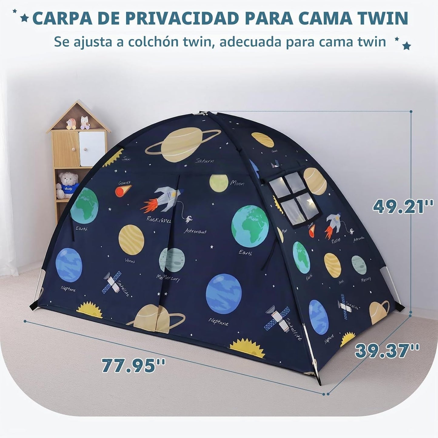 PIIKAGO Tienda de campaña de cama doble para niños, dosel de cama d...