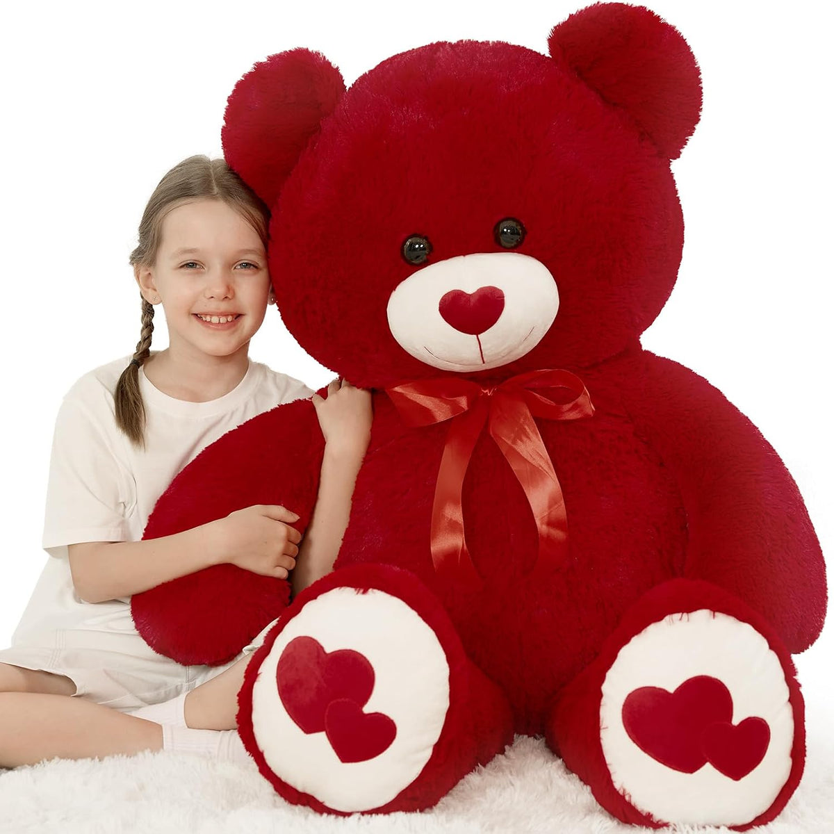MaoGoLan Oso de peluche rojo gigante de 47 pulgadas, animal de pelu...