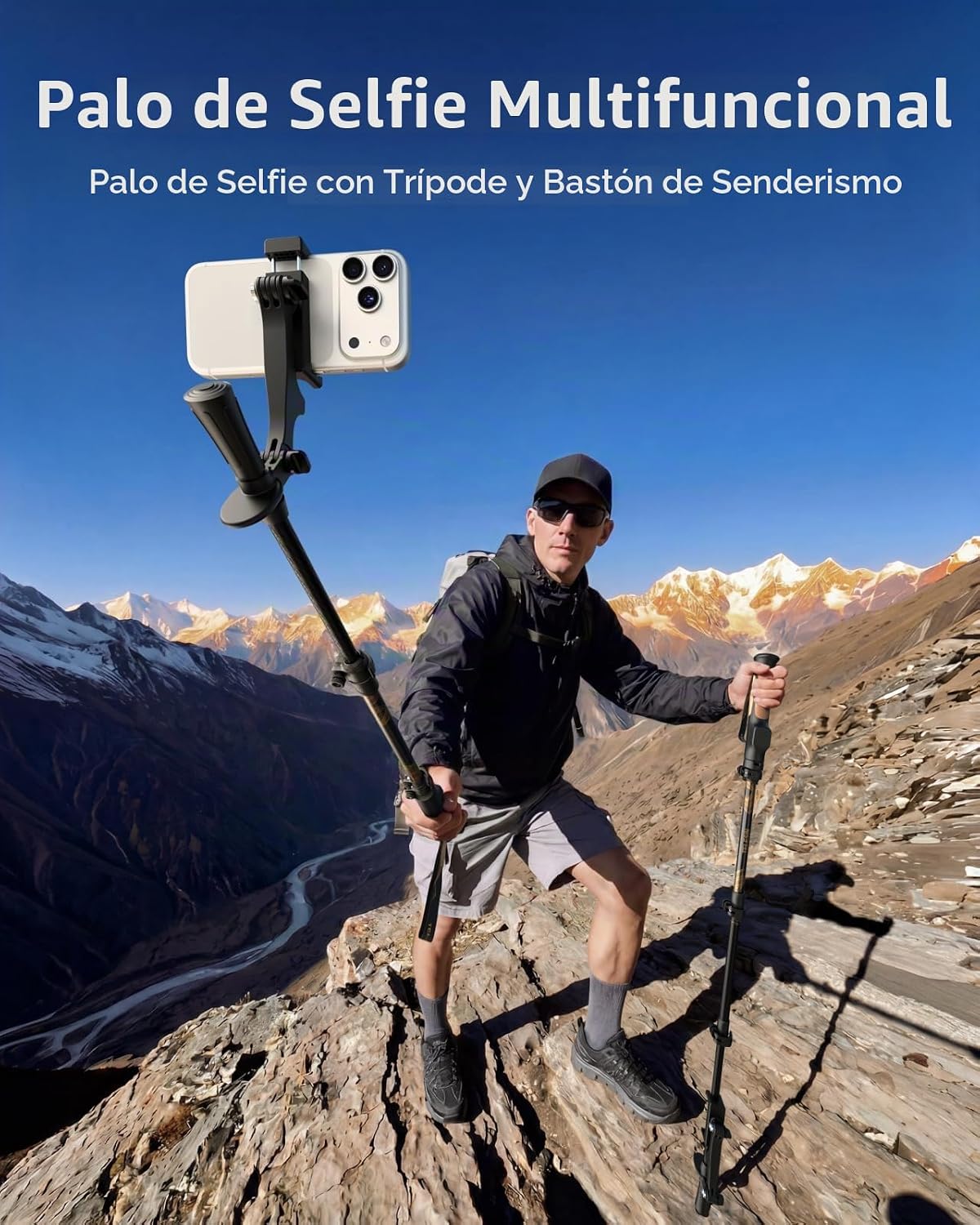 TELESIN TrekShot - Trípode de fibra de carbono para selfie, poste d...