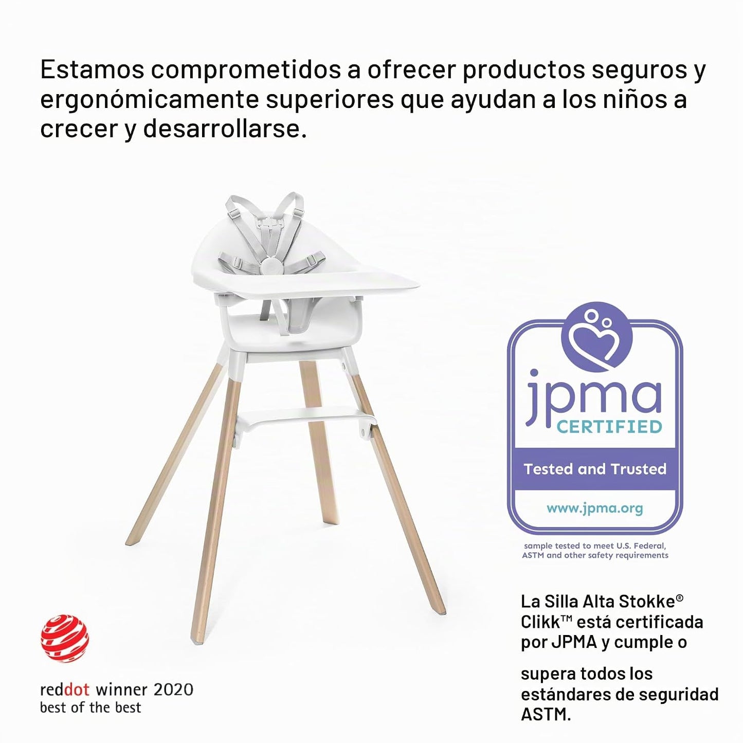 Stokke Silla alta Clikk (negro\/natural) con cojín Clikk (gris nórd...