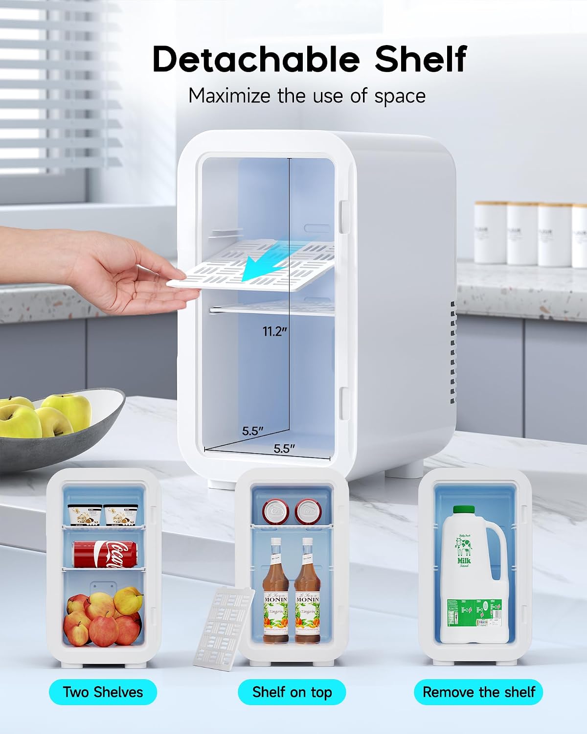 BEICHEN Mini nevera, refrigerador pequeño de 6 litros\/8 latas para...