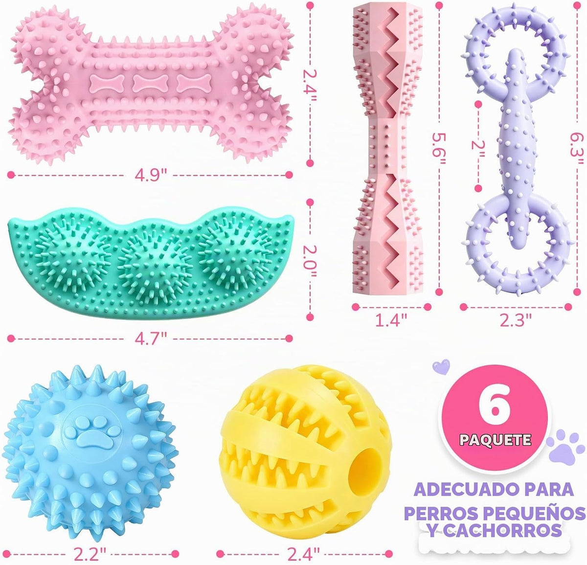 Wfoifab Paquete de 6 juguetes masticables para dentición, suaves y...