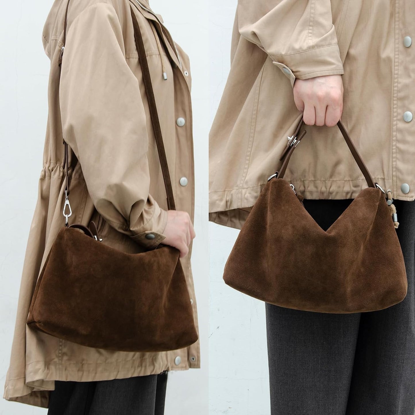 DONNAIN Bolsos cruzados de piel de ante premium para mujer y bolso...