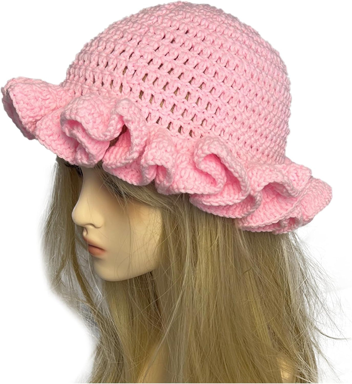 Hshsclth Sombrero de Crochet Sombreros de Cubo Tejidos de Color Sól...