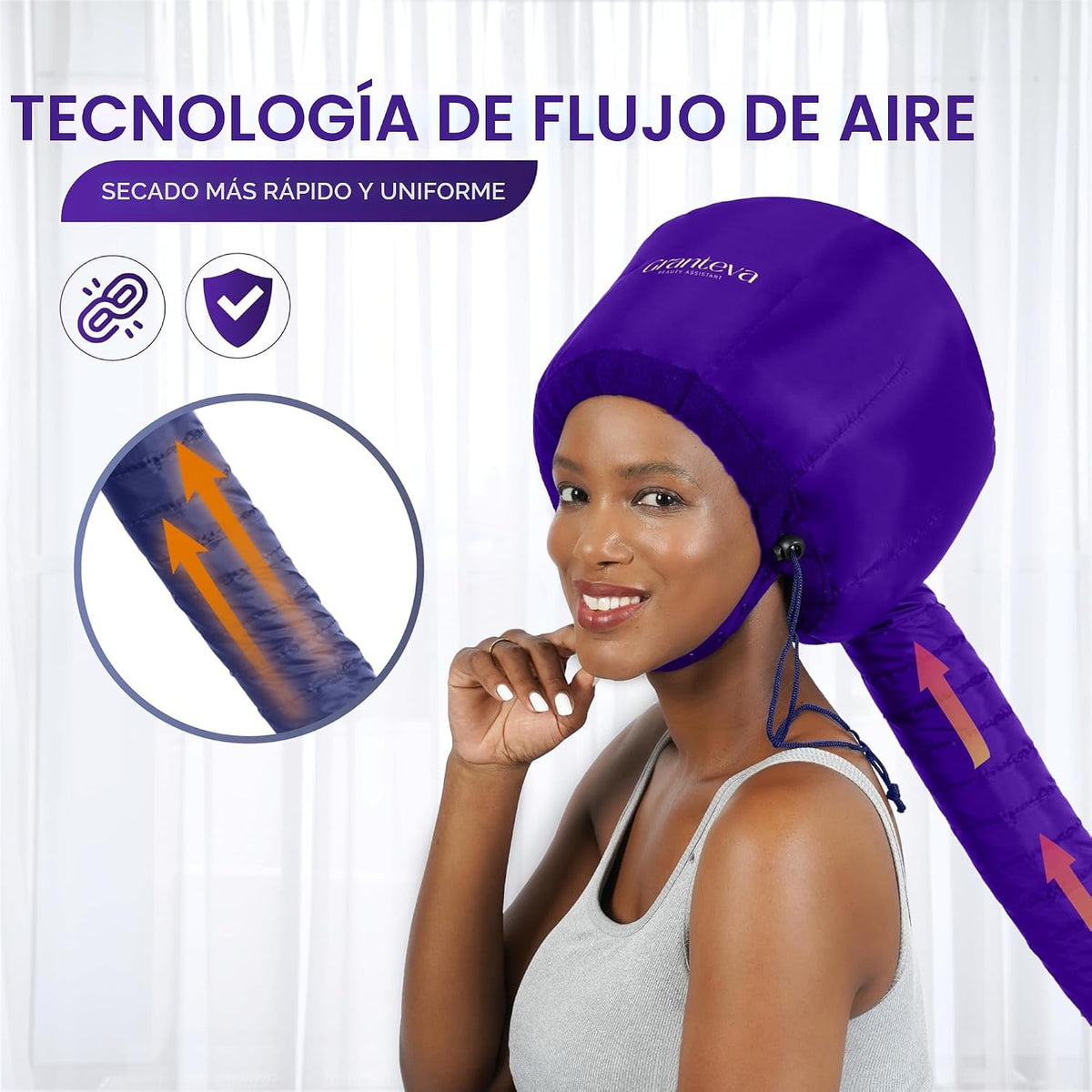 Accesorio para secador de pelo con capucha con una diadema integrad...