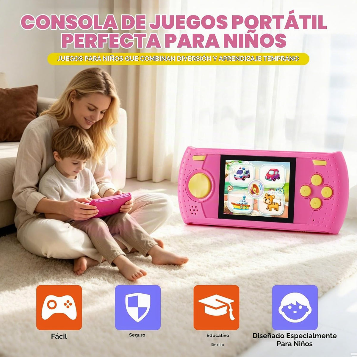 Juego de mano para niños, reproductor de videojuegos portátil con 2...