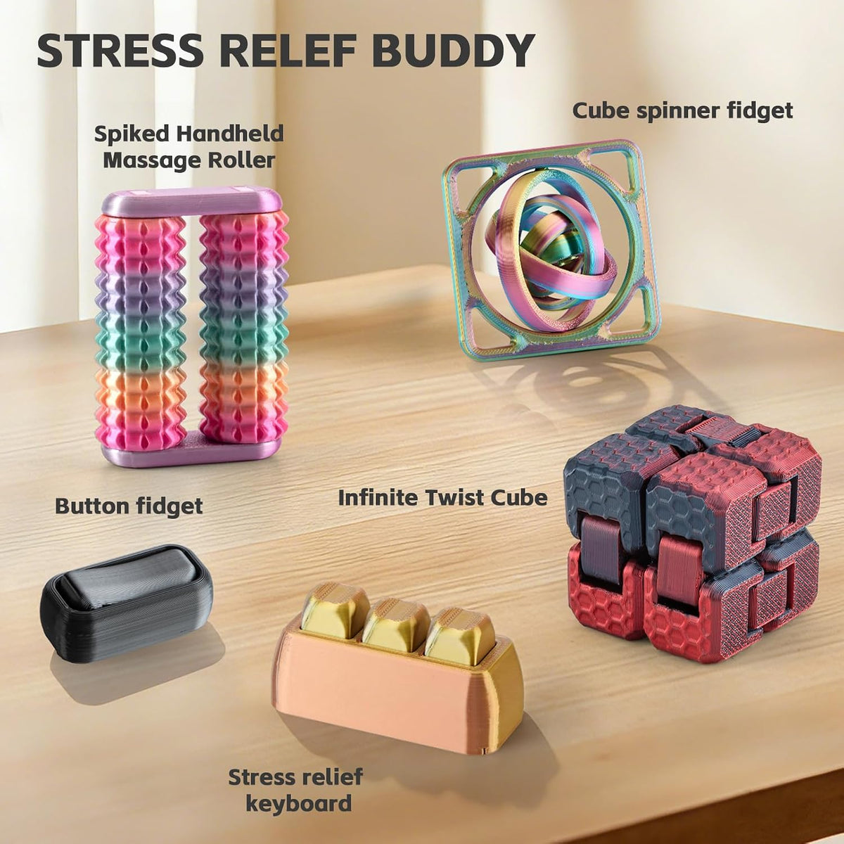 BBRUB Juego de juguetes para ansiedad con cubo giratorio infinito,...
