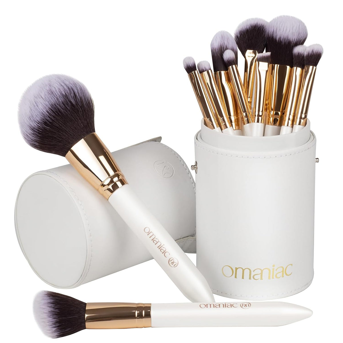 OMANIAC Juego de brochas de maquillaje profesional, 12 brochas de m...