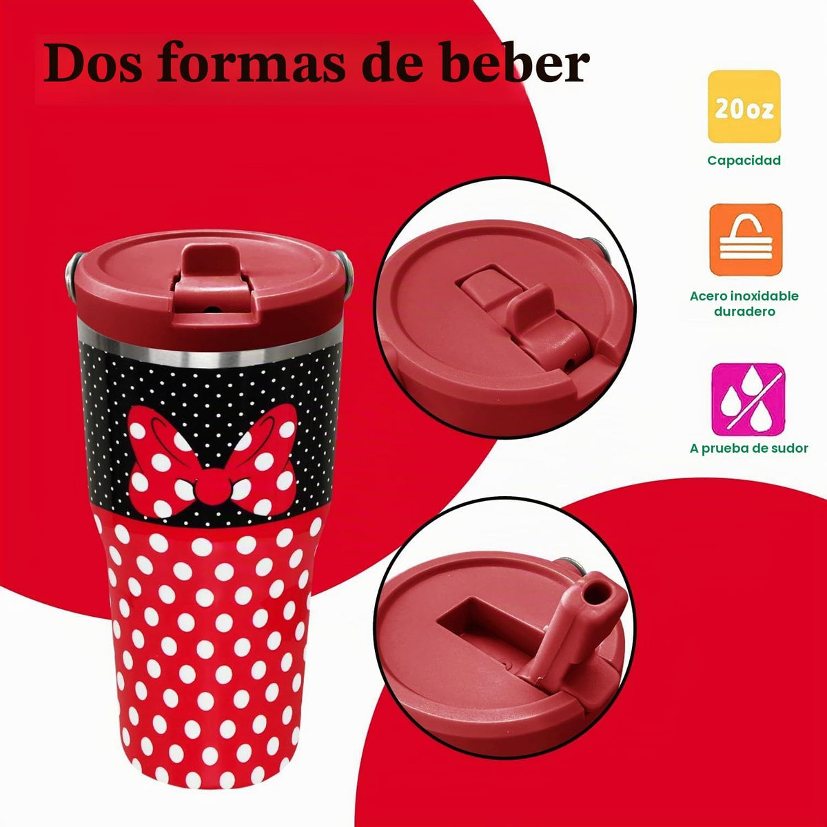 Sxdcfrs Vaso de ratón de dibujos animados de 20 onzas con tapa y po...