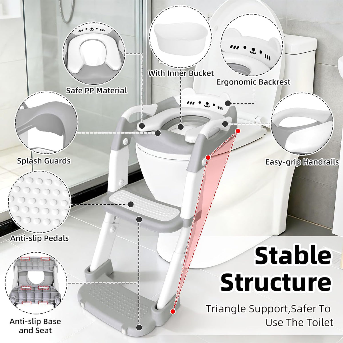 Asiento de entrenamiento para ir al baño, asiento de inodoro mejora...
