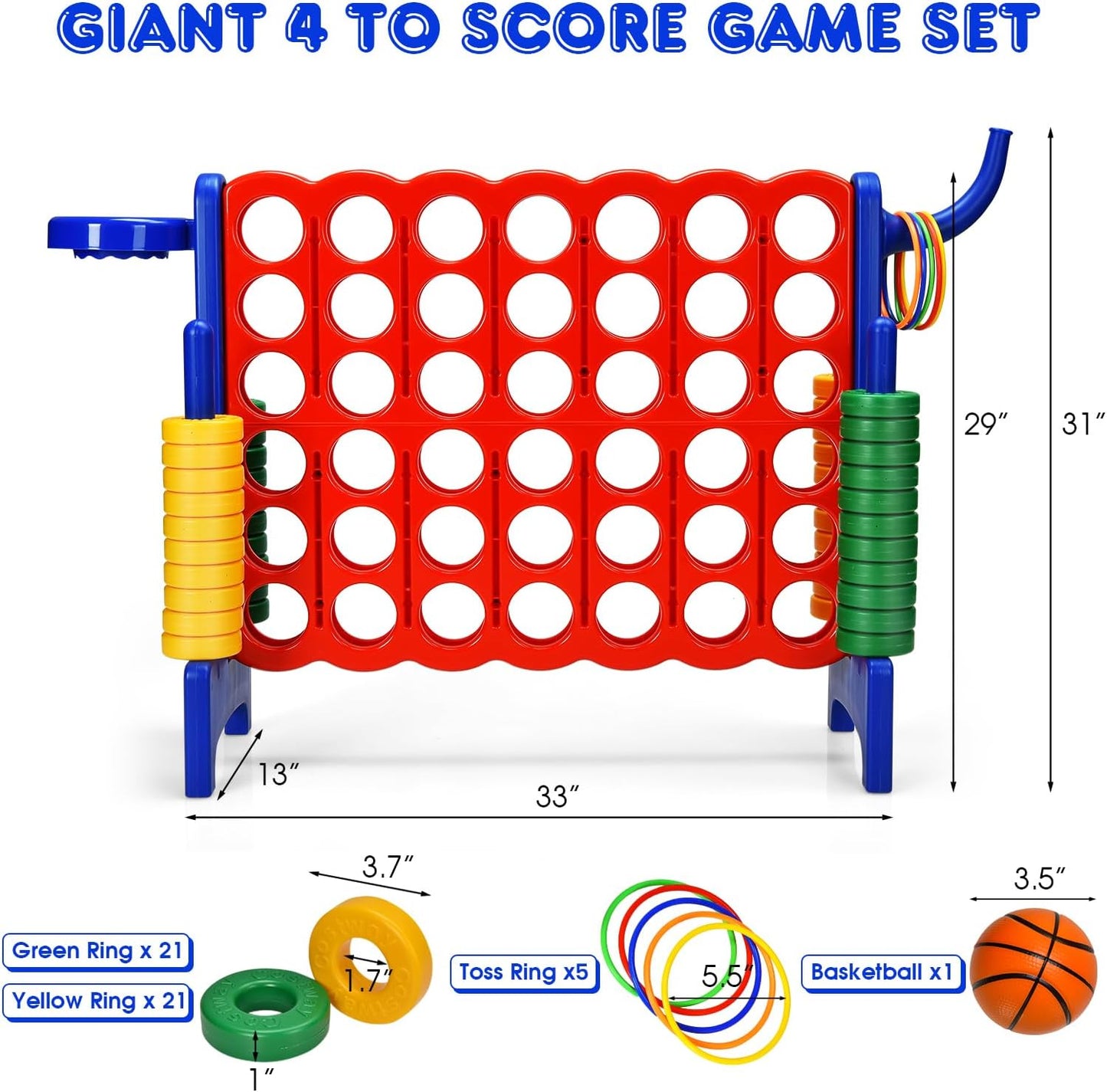 HONEY JOY Juego gigante gigante de 4 a puntuación, 3 en 1 para inte...