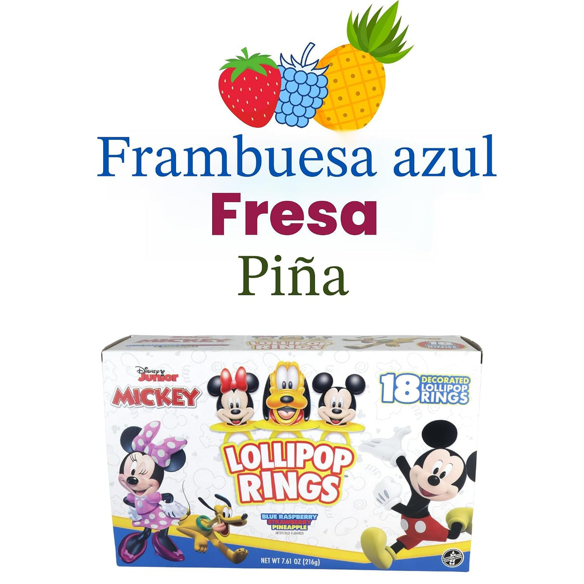 Disney Junior Lollipop anillos, Mickey Mouse, Minnie y Pluto, 18 un...