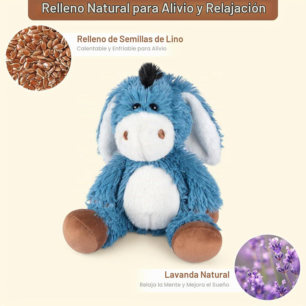SuzziPals Almohadilla térmica de peluche de burro, apta para microo...
