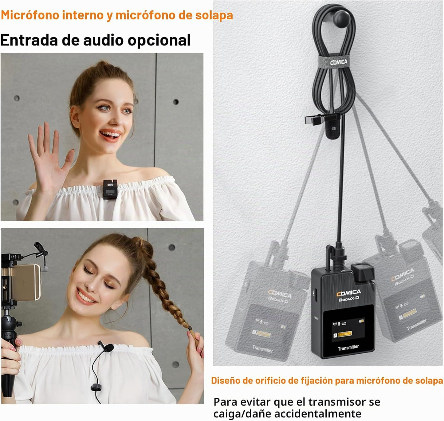 Micrófono lavalier inalámbrico COMICA BoomX-D2 para iPhone, cámara...