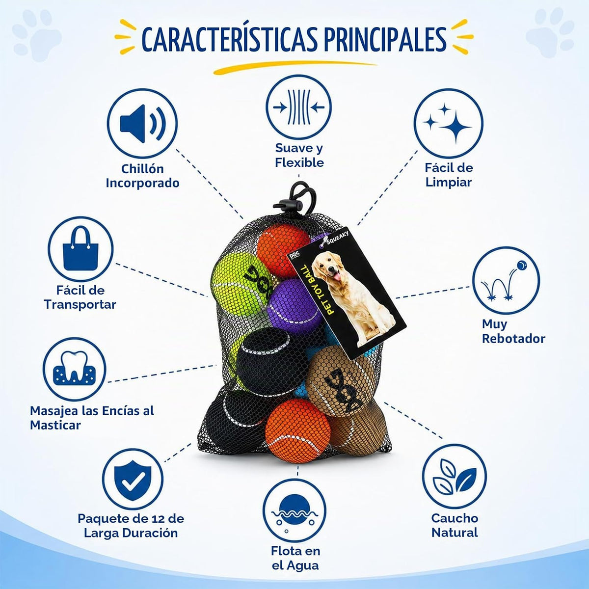 Pelotas de tenis para perros INSUM, paquete de 12 pelotas coloridas...