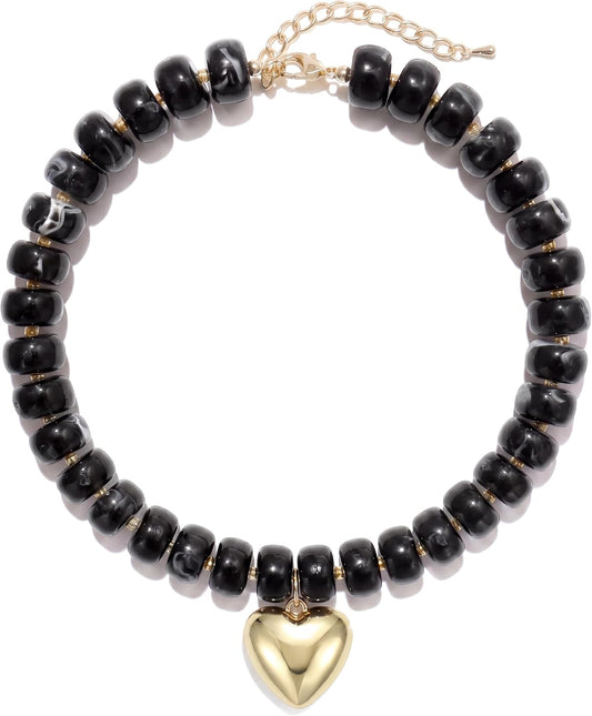Wassazi Collar de Corazón Grueso para Mujeres, Collar de Declaració...