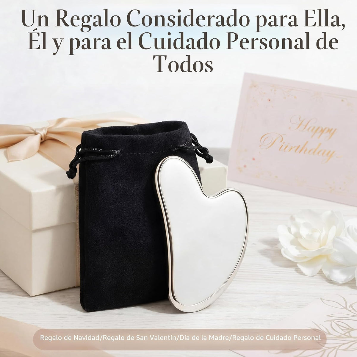 Nuanchu Herramienta facial Gua Sha de acero inoxidable 304, plata,...