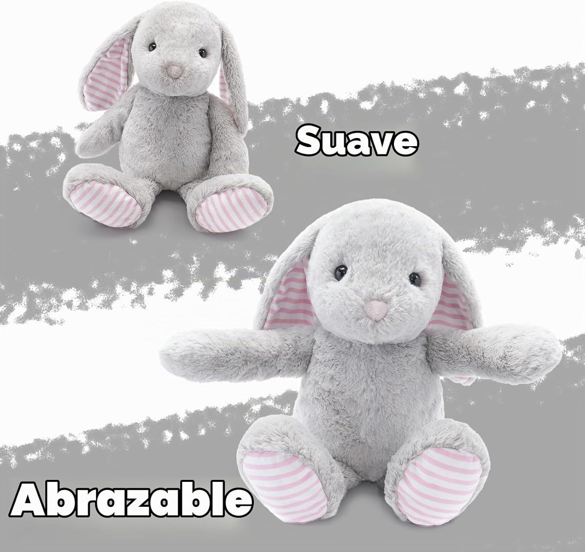WEIGEDU Conejos grises de peluche para niños, niñas y niños, juguet...
