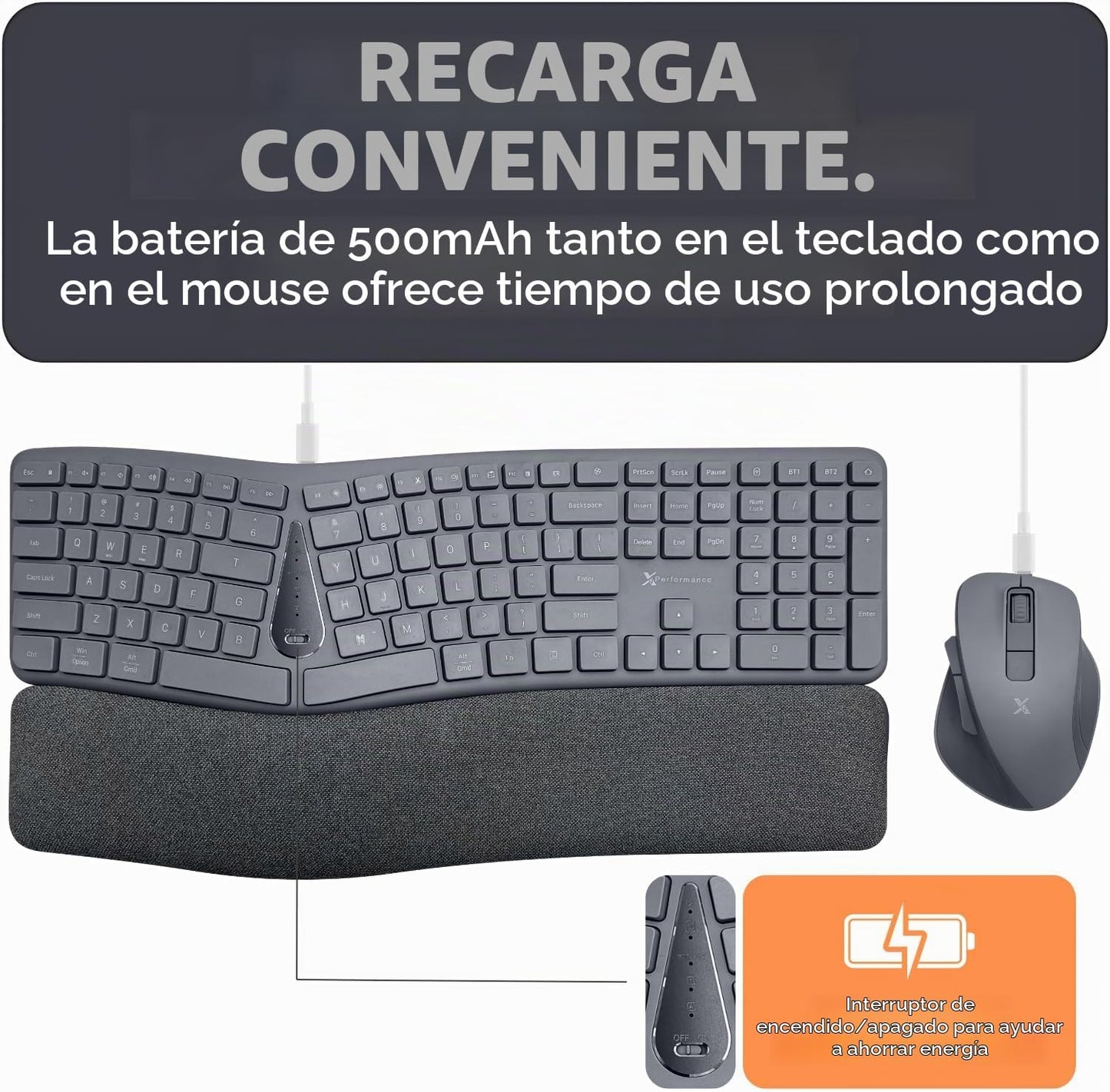 X9 Split Teclado Ergonómico y Ratón Inalámbrico Combo - Escribe Cóm...