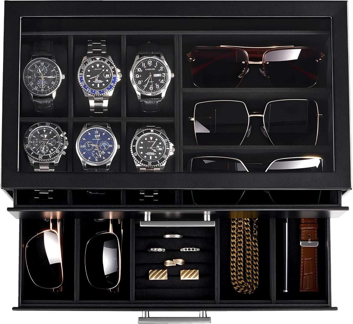 ProCase Joyero extraíble para hombre, caja de reloj de 6 ranuras y...