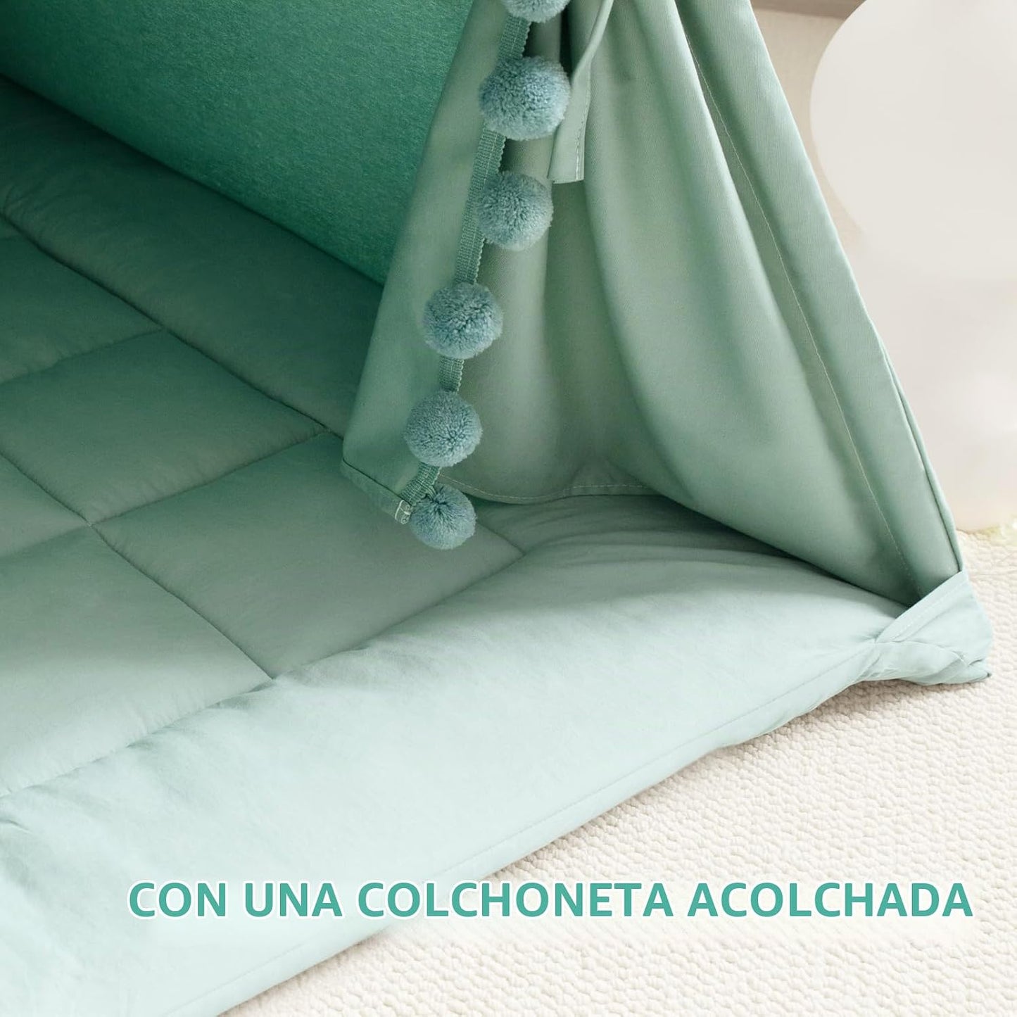 Tienda de campaña tipi para niños con alfombrilla acolchada, lona d...