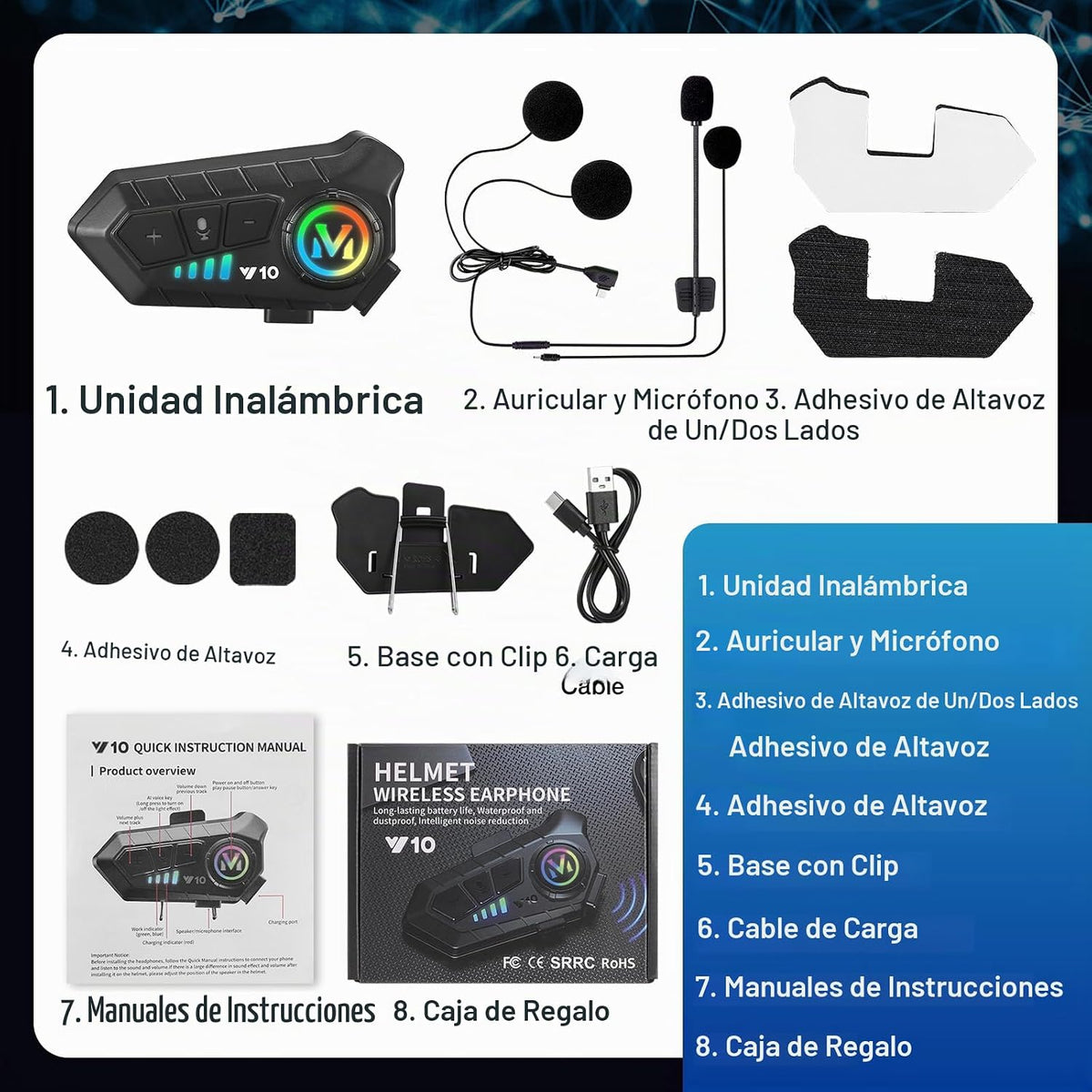 Auriculares para casco de motocicleta FEYA con alta duración de bat...