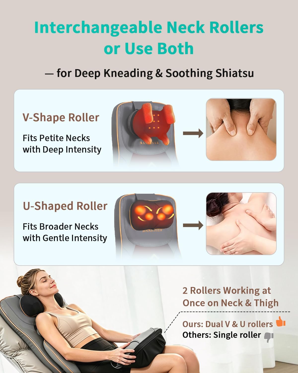 MAIBOLE Masaje Shiatsu de cuello y espalda con calor, masajeador de...