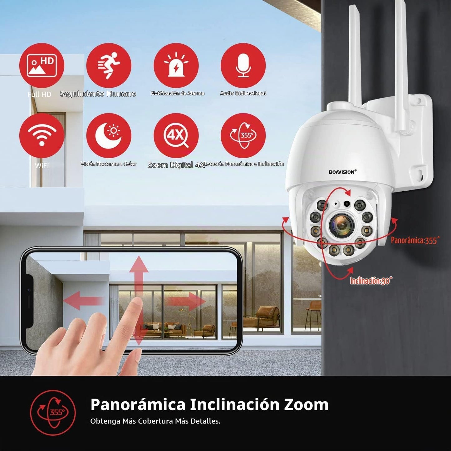BOAVISION 2K Cámara de seguridad para exteriores, 2 paquetes de cám...