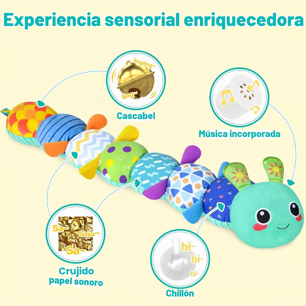 Juguetes sensoriales de oruga para bebés de 0 a 6 a 12 meses | Jugu...