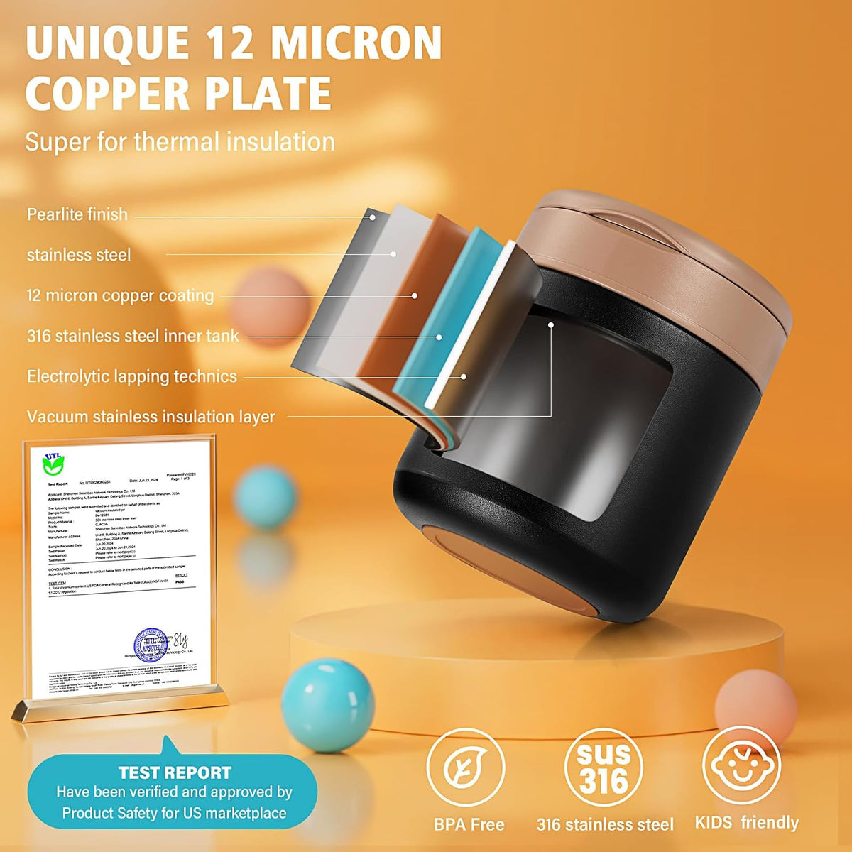 Tarro térmico para alimentos para niños de 15.2 oz - Contenedor de...