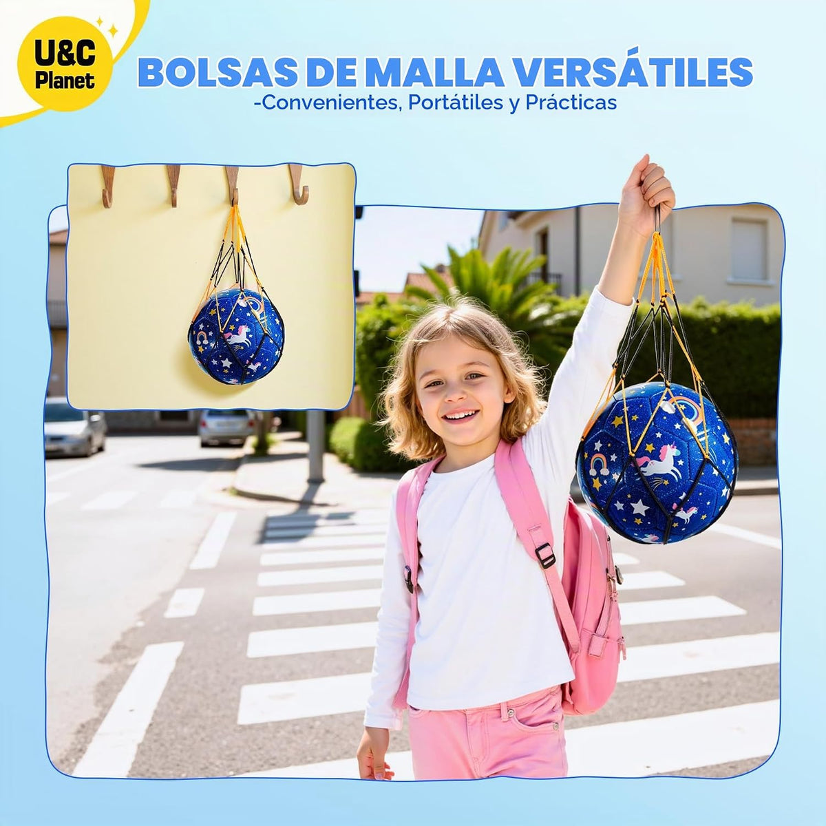 Balón de fútbol U&C Planet tamaño 2, 3, 4 para niños pequeños y jóv...