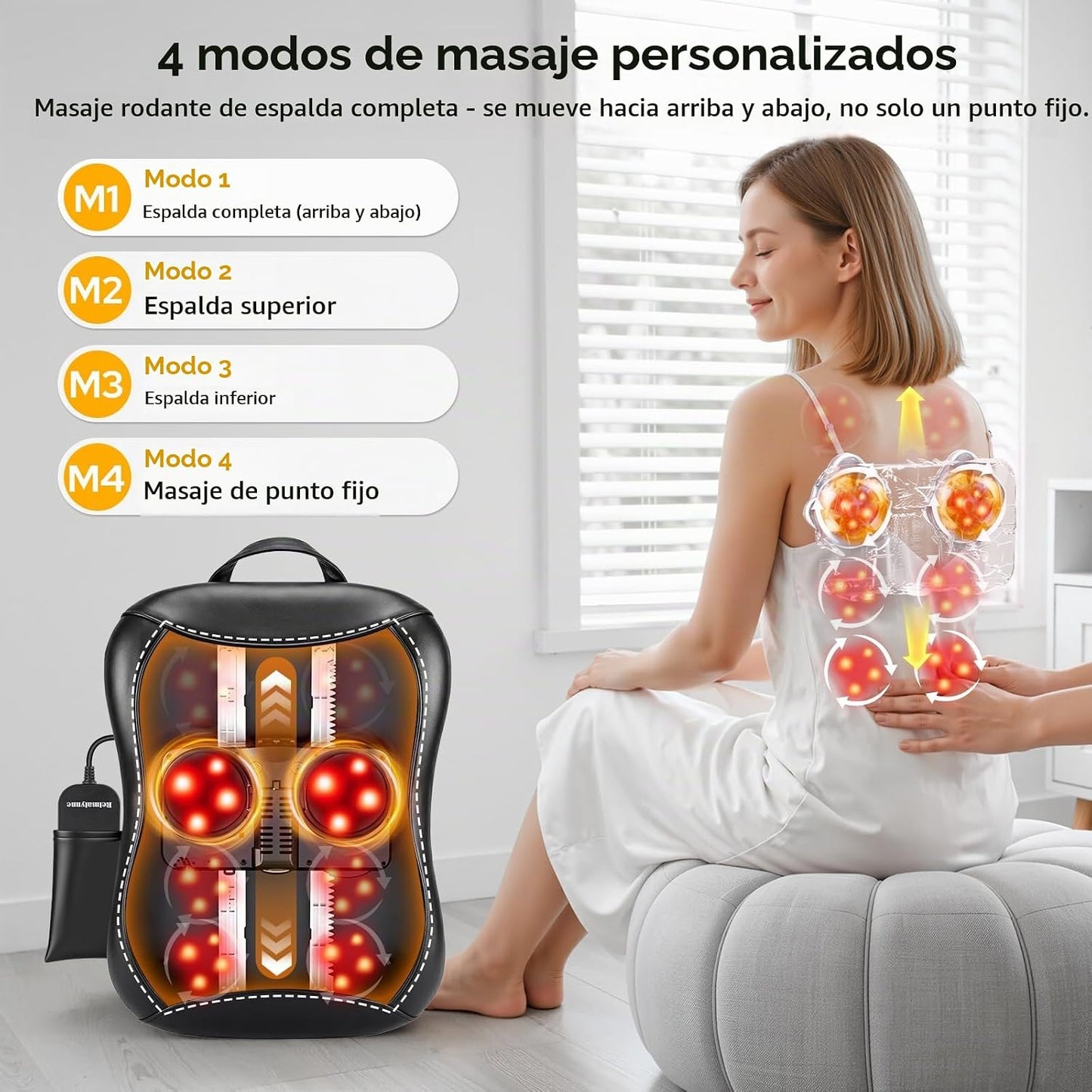 Masajeador de espalda Shiatsu con calor: Masajeador de espalda comp...