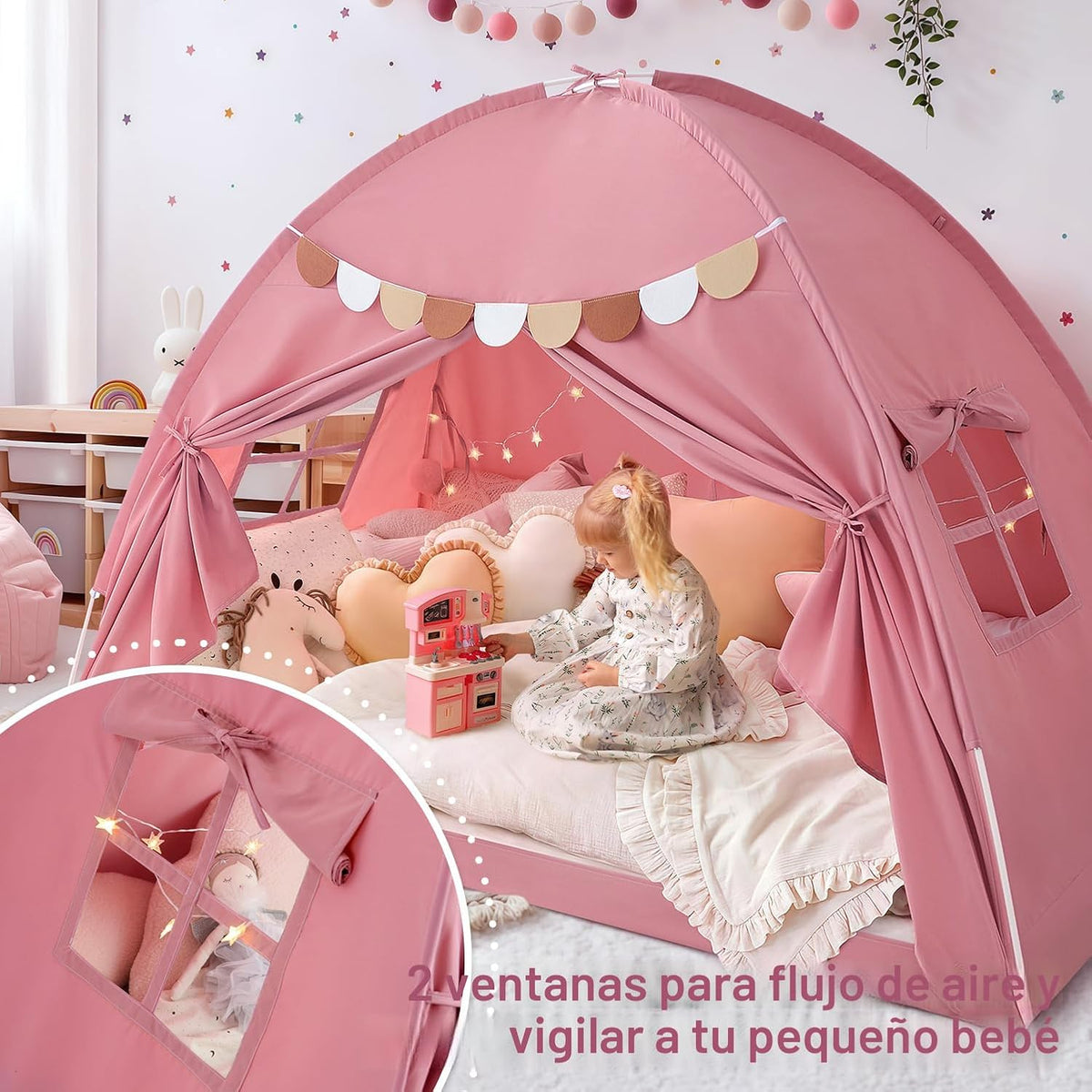 Tienda de campaña para cama individual, toldo para niños y niñas, t...