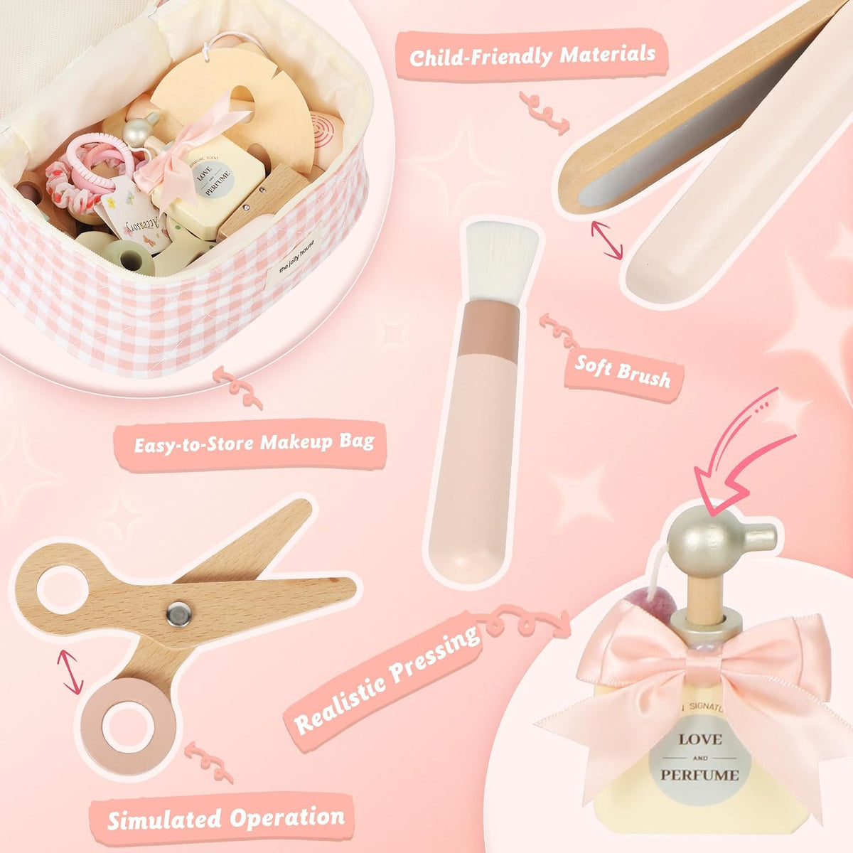 Pithfor Juego de Maquillaje de Madera para Niños, Juego de Maquilla...