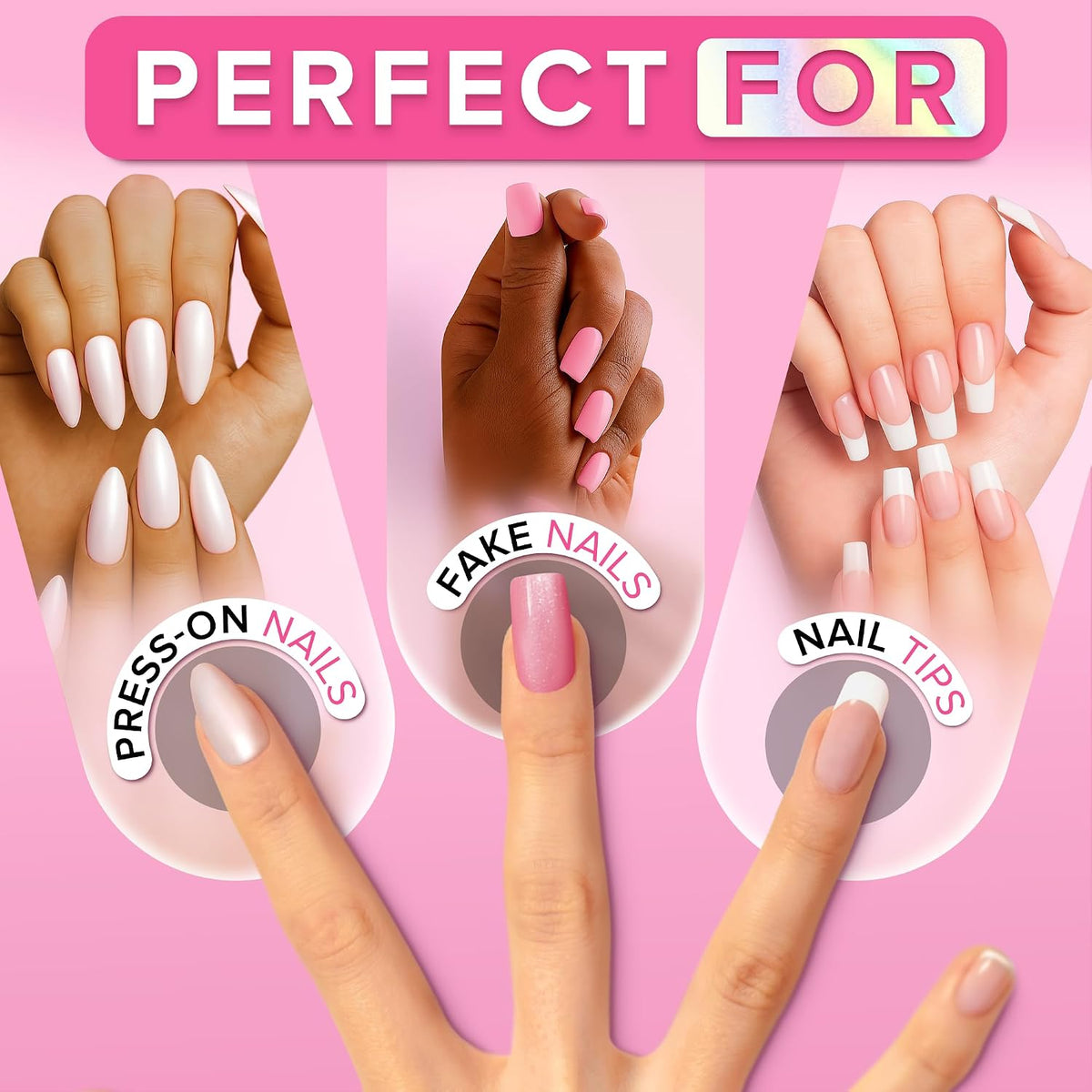 Pegamento de uñas súper fuerte para uñas postizas a presión, puntas...
